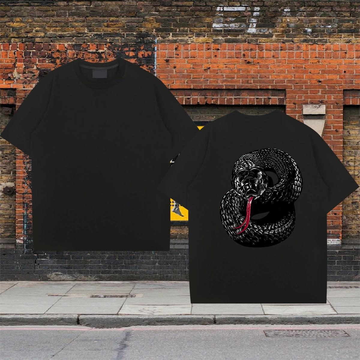 New Mens T Shirts 230g Cotton snake Hip Hop Street Tees O-Neck Short Sleeve Designer Men Tops Tees Graphic