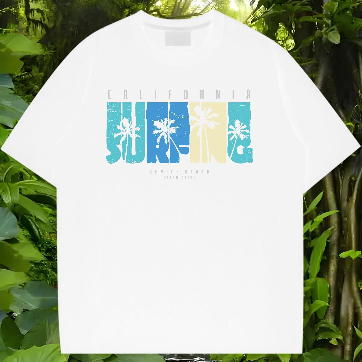 Custom T Shirt For Man 230g 100% Cotton tree Street Wear Clothes O-Neck Short Sleeve Loose Mens Tshirts Cartoon Printing L-4XL