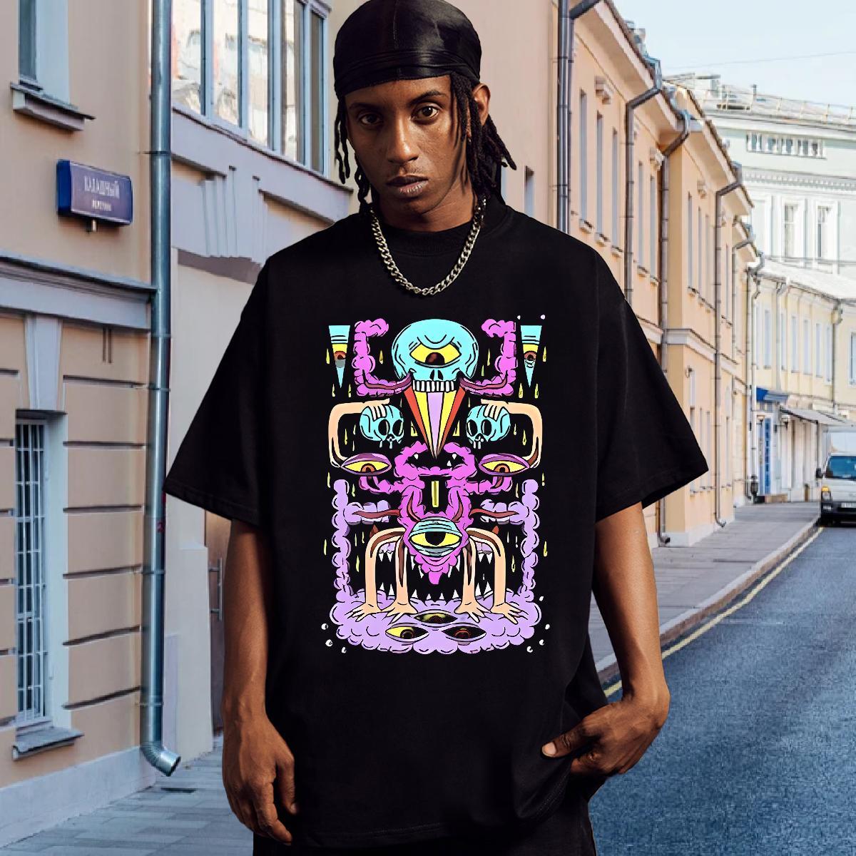 Mens T Shirts 230g Cotton scare Street Casual Short Sleeve Soft White Plus Size Tshirt for Man Woman Free Shipping Cool Clothings