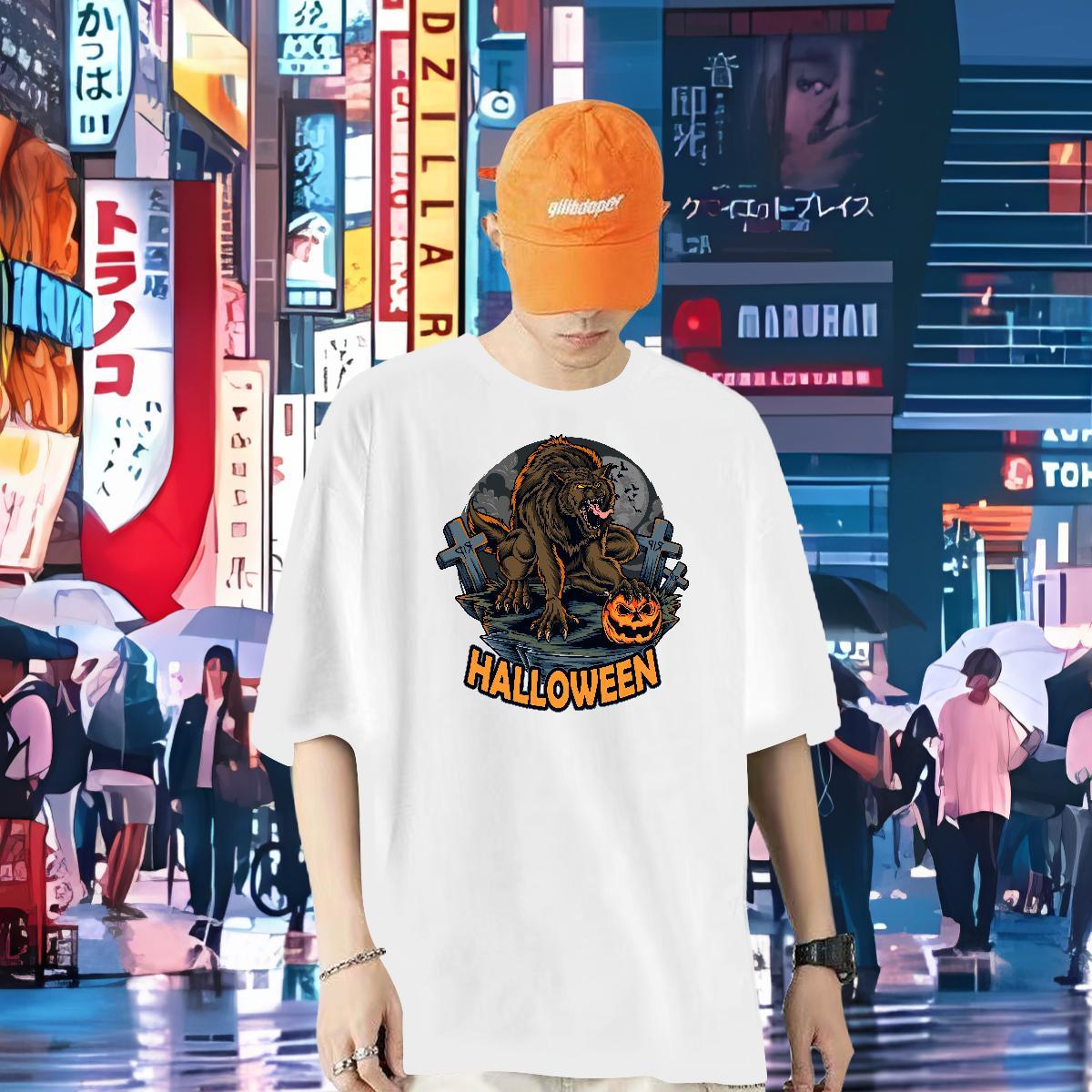 DIY T Shirt For Man 230g Pure Cotton Halloween Casual Daily Wear Tshirts Breathable Short Sleeve Wholesale Mens Tshirts DIY Logo Oversized