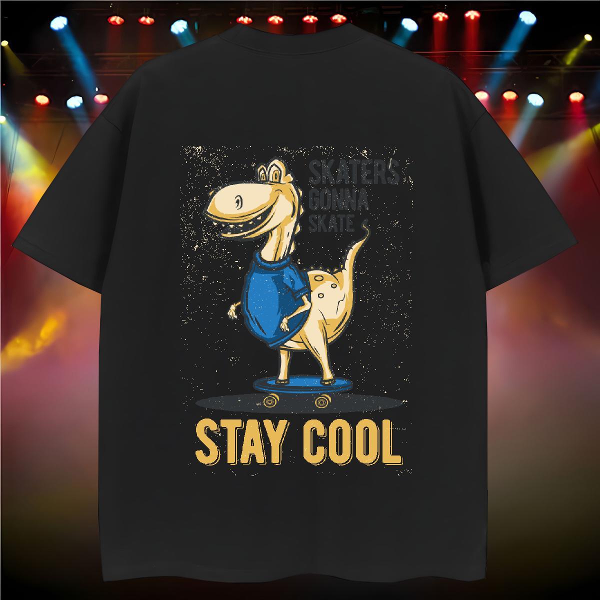 Casual New T Shirts Men 100% Cotton 230g dinosaur Street Wear Tee Shirt Breathable Crew Neck Free Shipping Men Tops Tees Oversized 3XL 4XL