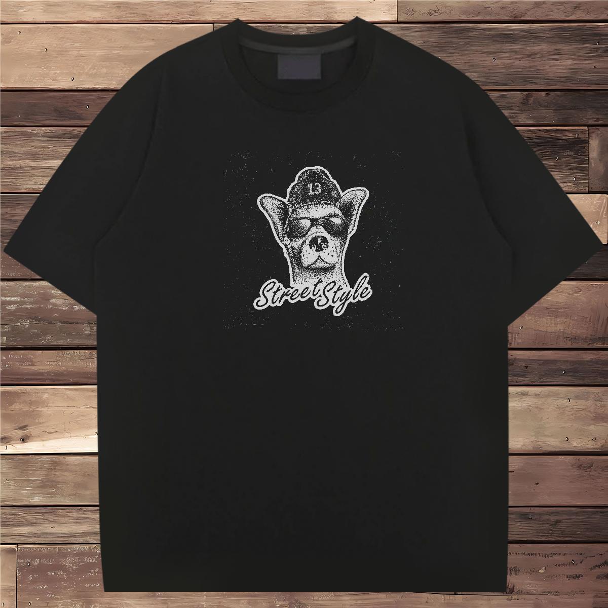 Classic T Shirt For Man 230g Cotton dog Beach Top Tees Short Sleeve Soft Comfortable Men Clothes T-Shirt Custom Anime