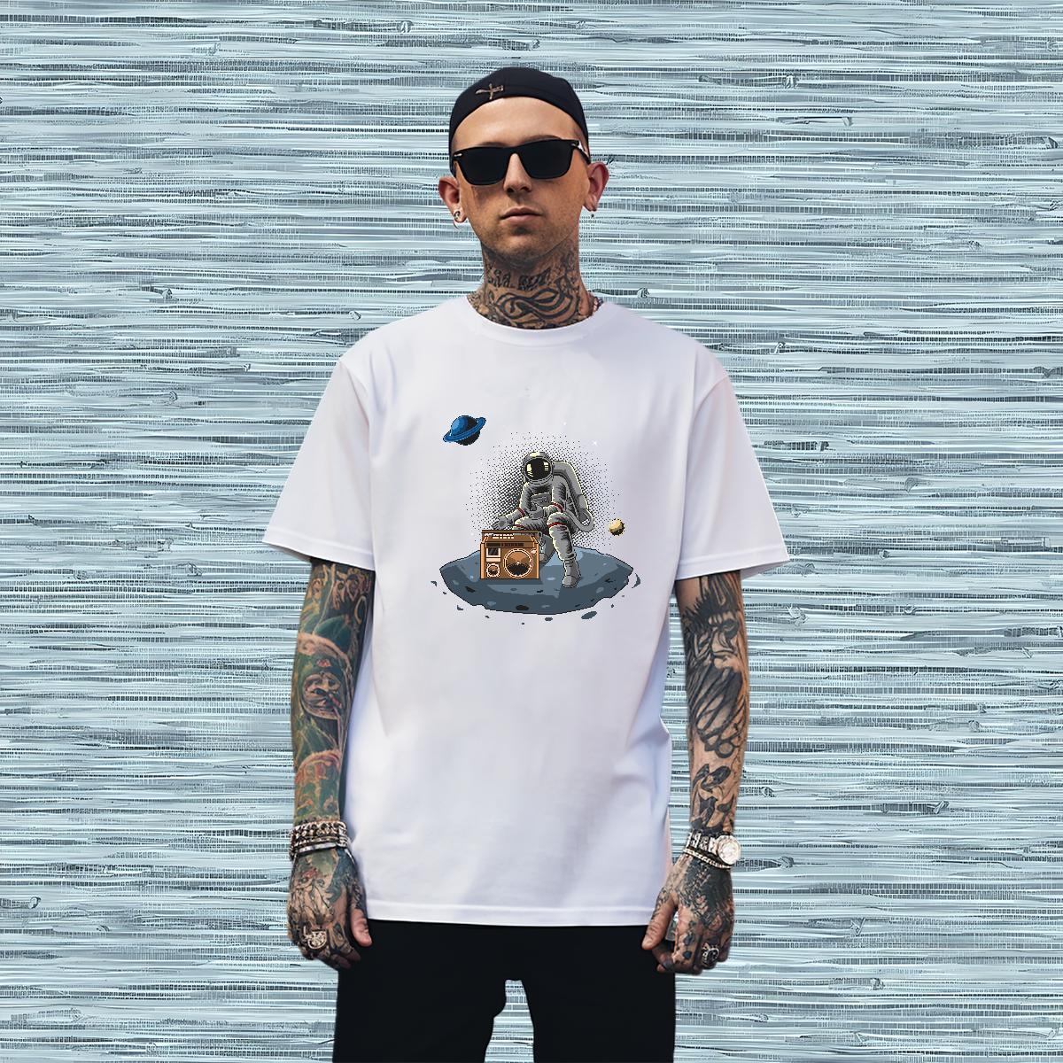 Mens T Shirts 230g Pure Cotton universe Spring Summer Breathable Crew Neck DIY Printed Tshirts Customized High Quality Tops Tees