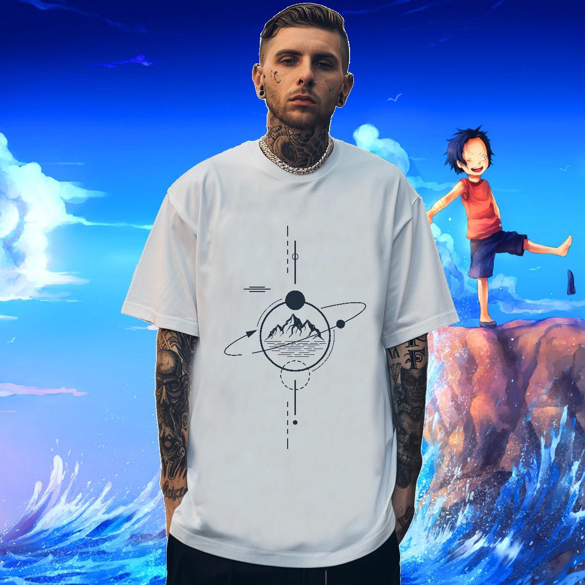 Loose Fit Tshirt for Man Woman 230g Cotton Anime Printing Street mountains Customized Print Breathable Short Sleeve Brand T shirt Tops Shirt