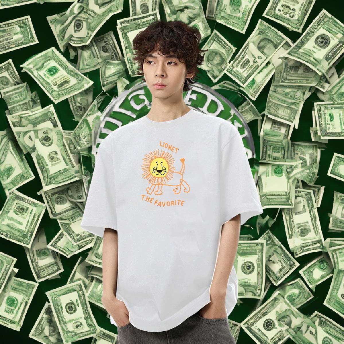 Soft Couples T Shirts 230g Pure Cotton Street Wear lion DIY Logo Oversized Breathable Crew Neck Fashion Mens T Shirts Top Tees