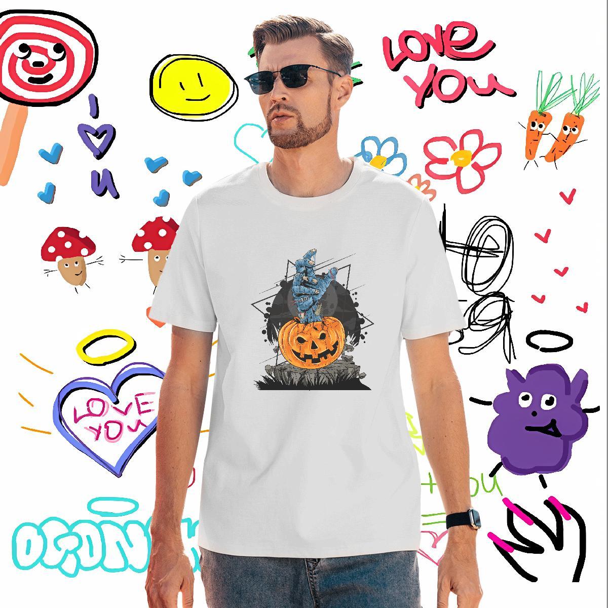 High Quality Mens Tshirts 230g Pure Cotton Halloween Man T Shirts Casual Breathable Short Sleeve Graphic 2024 Designer Tees