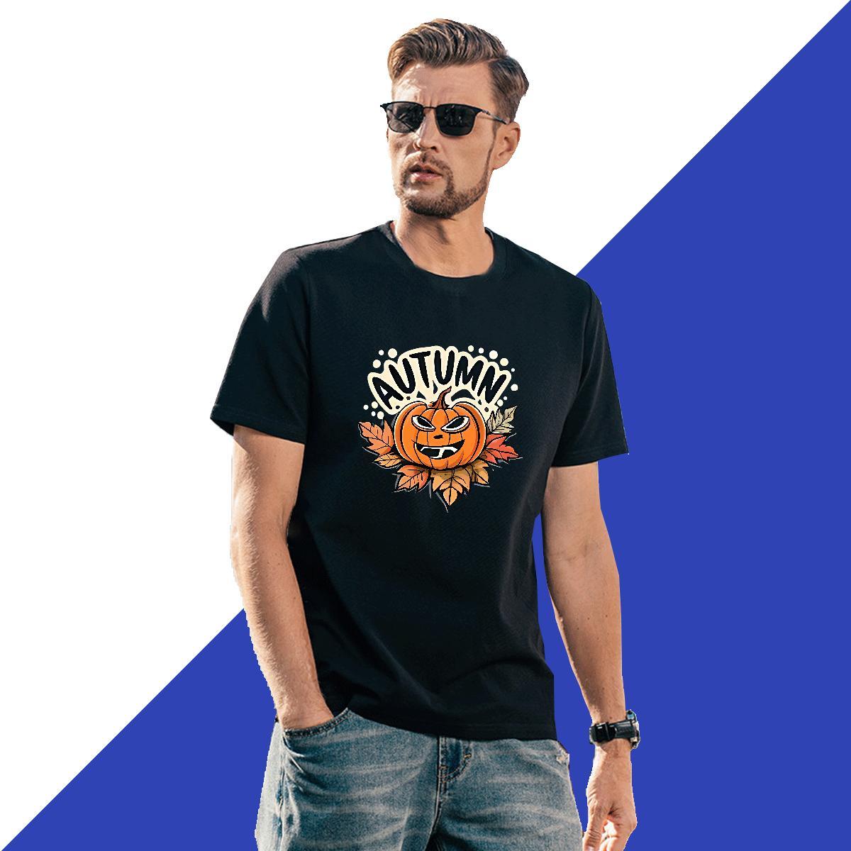 New Designer T Shirts Men 230g Cotton halloween Casual Daily Wear Top Tees Breathable Short Sleeve Cool Design Mens Tshirts Cartoon Print