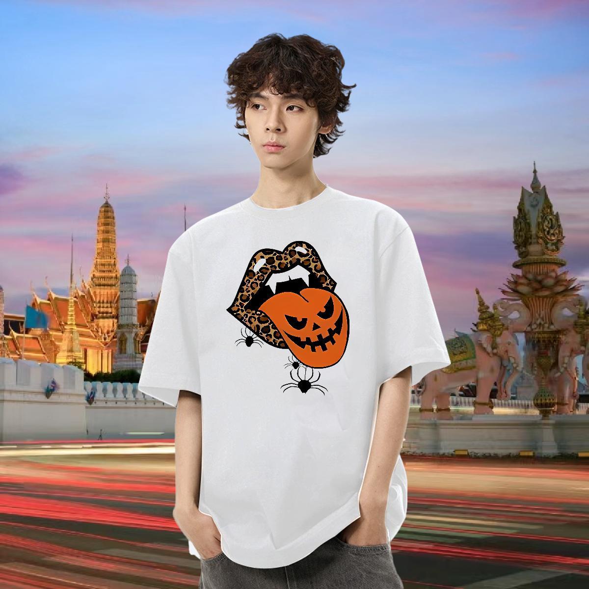 Factory Direct T-Shirts for Men 100% Cotton 230g pumpkin Sports Casual Tops O Neck Short Sleeves Brand Men Tshirts DIY Printed