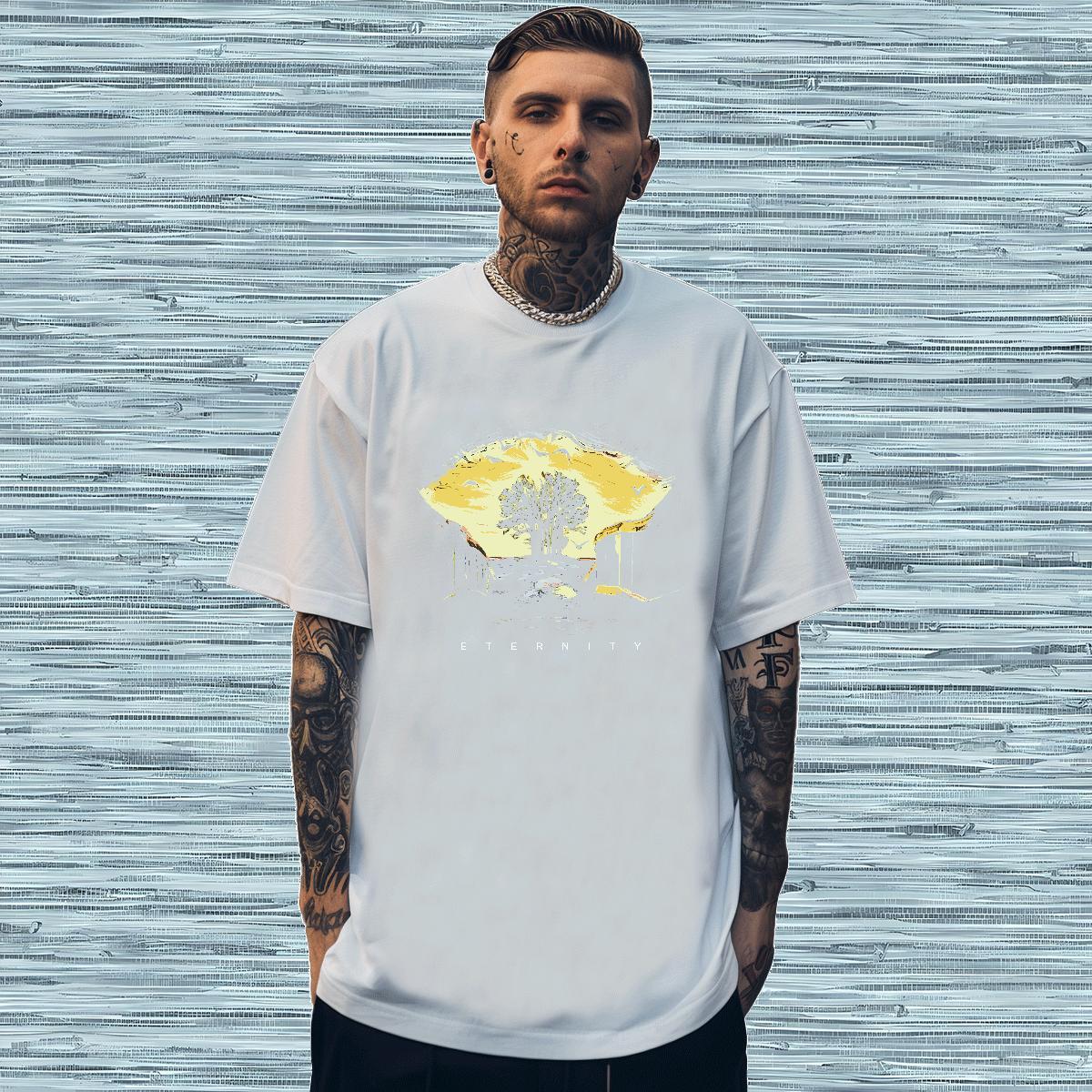 T Shirt For Man 100% Cotton 230g tree Daily Wear O Neck Short Sleeves Asian Size Men Tshirts New Designer TOP Quality Tee Shirt