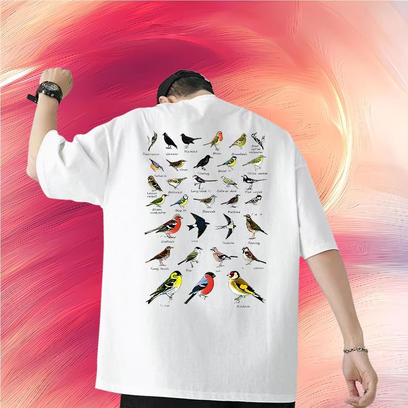 2024 New Man T Shirts 100% Cotton 230g bird Street Casual Clothes Pure Cotton Designer Tshirts Plus Size Custom