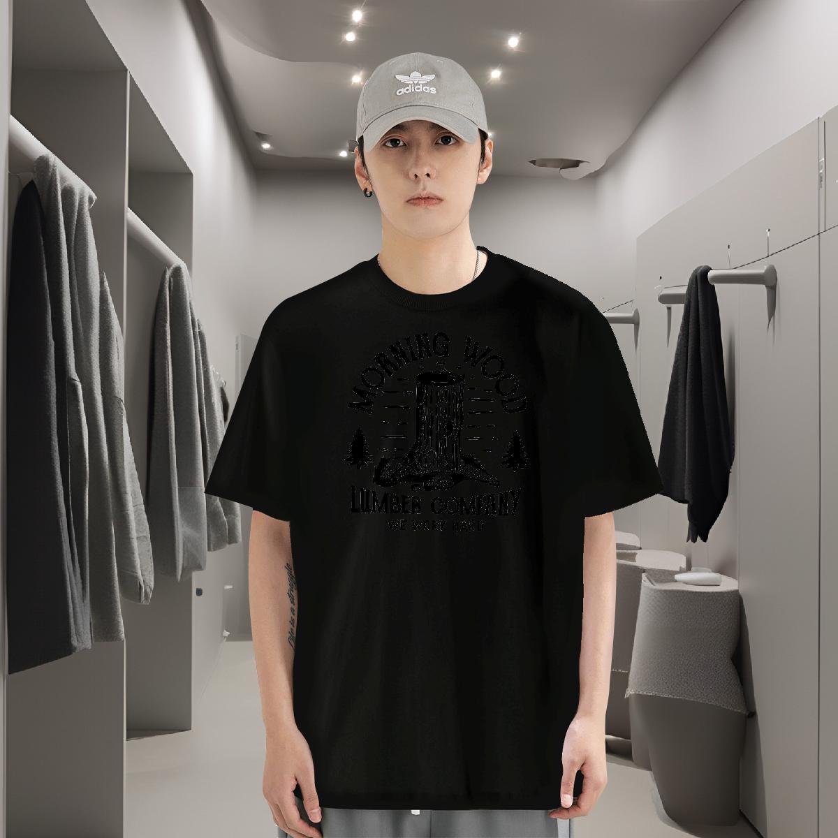 T-Shirts for Men 230g Pure Cotton tree High Street Hip Hop Breathable Short Sleeve Oversized 3XL 4XL Tshirts Brand TOP Quality Clothes