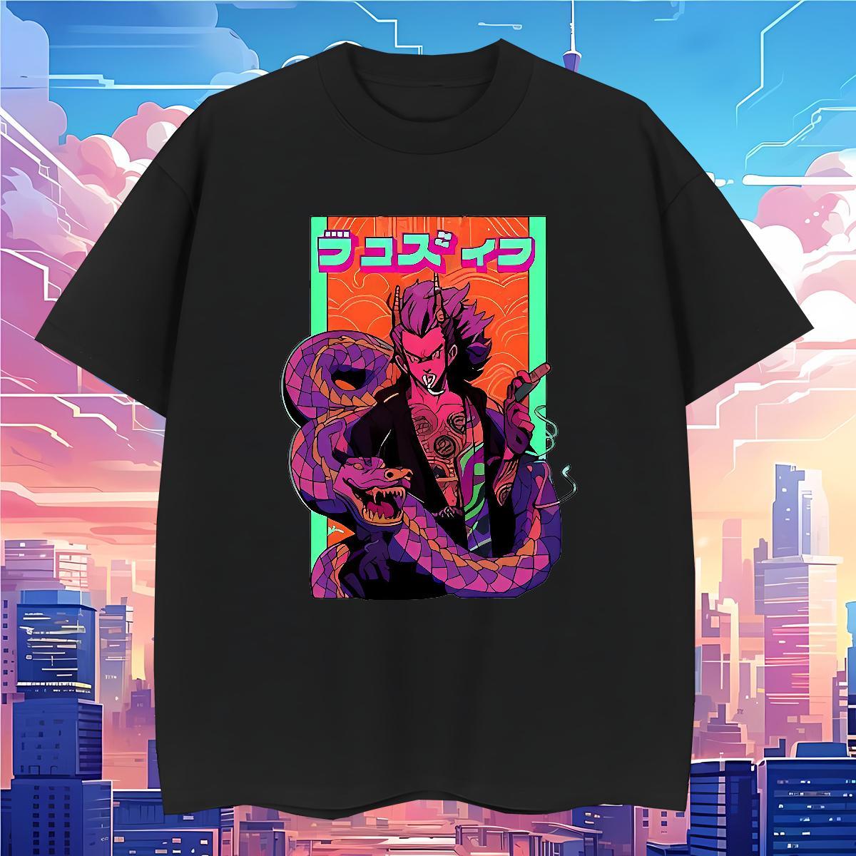 T Shirts Men 230g Pure Cotton snake Street wear Hip Hop Breathable Short Sleeve DIY Anime Men Clothes T-Shirt Classic Free Shipping Tees Shirts