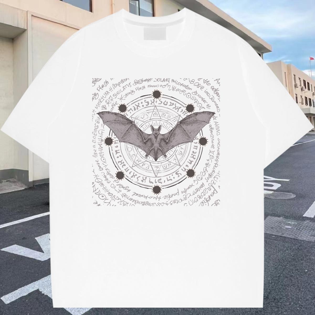 Free Shipping Tshirts 230g 100% Cotton High Street Hip Hop bat Cartoon Printing L-4XL Breathable Crew Neck Designer Fashion T shirt Top Tees