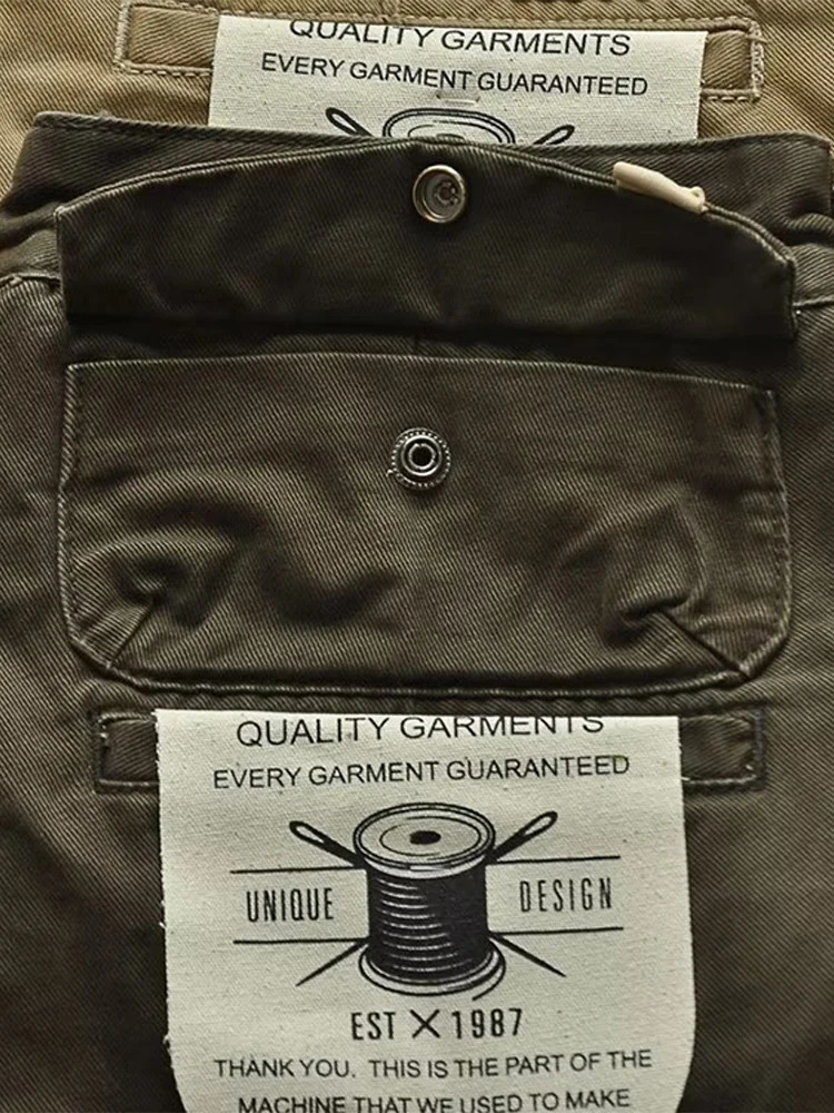 Cargo Pants Men Causal Fashion High Waist Loose Straight Man Spring Quality Chic Solid Trousers 240806