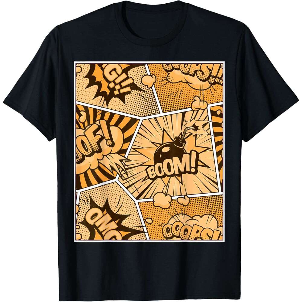 T shirt Mens Comic Book Orange Color Graphic T-Shirt shirts tshirt graphic tee Casual tops summer clothes Short sleeve Free shipping