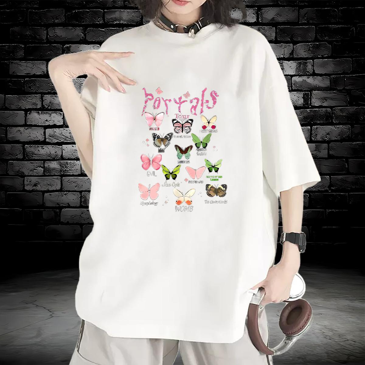 Loose T-Shirts Short sleeve Soft Woman Tshirt Customized Butterfly Casual 230g 100% Cotton Brand Tshirts