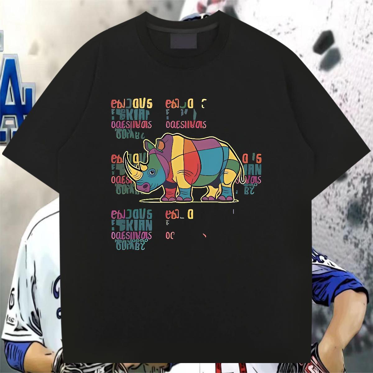 Stylist T-Shirts for Men 230g 100% Cotton Street wear Hip Hop Tops Shirt O Neck Short Sleeves Soft Men Tshirts Custom Cartoon