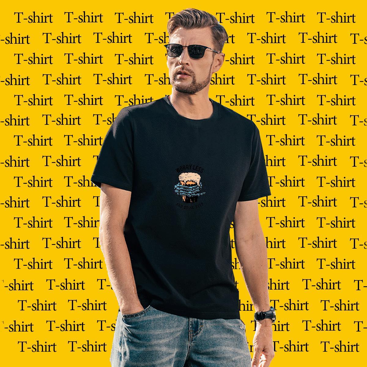 Brand Men Tops Tees 100% Cotton 230g summer Mens T Shirts Sports Casual O-Neck Short Sleeve Skull Custom Wear