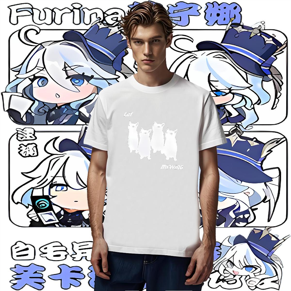 Stylist T Shirts Men 100% Cotton 230g cat Casual Wear Breathable Loose Fit Tshirts Cartoon Print