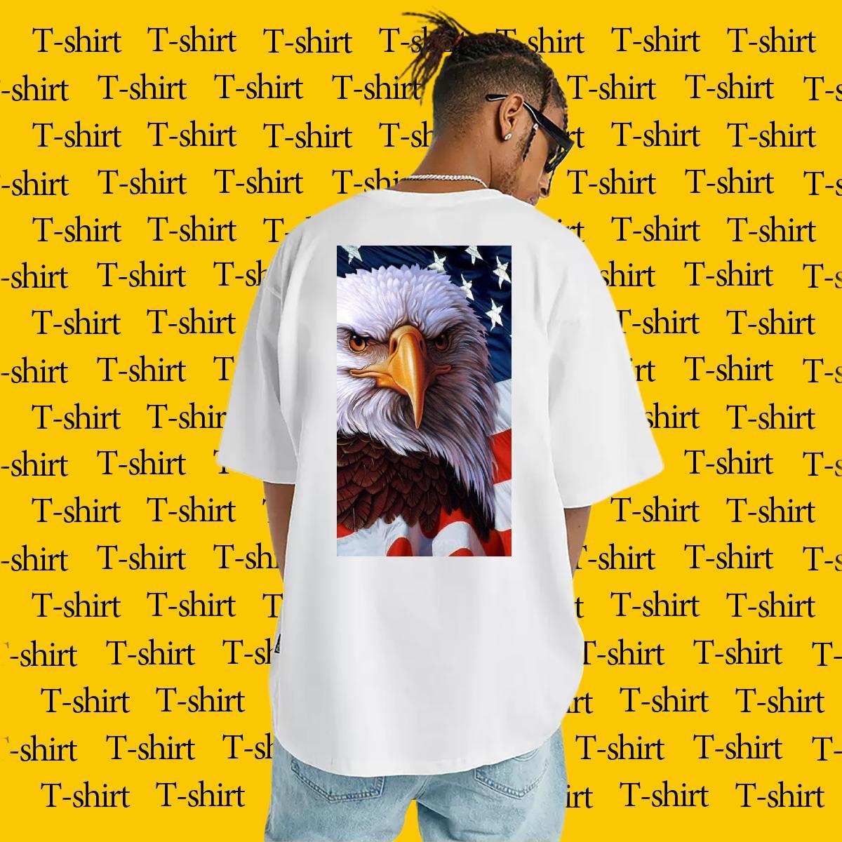 2024 Mens T Shirts 100% Cotton 230g eagle Home Outdoor Tees Shirts Breathable Short Sleeve Loose Tshirt for Man Woman Anime Print