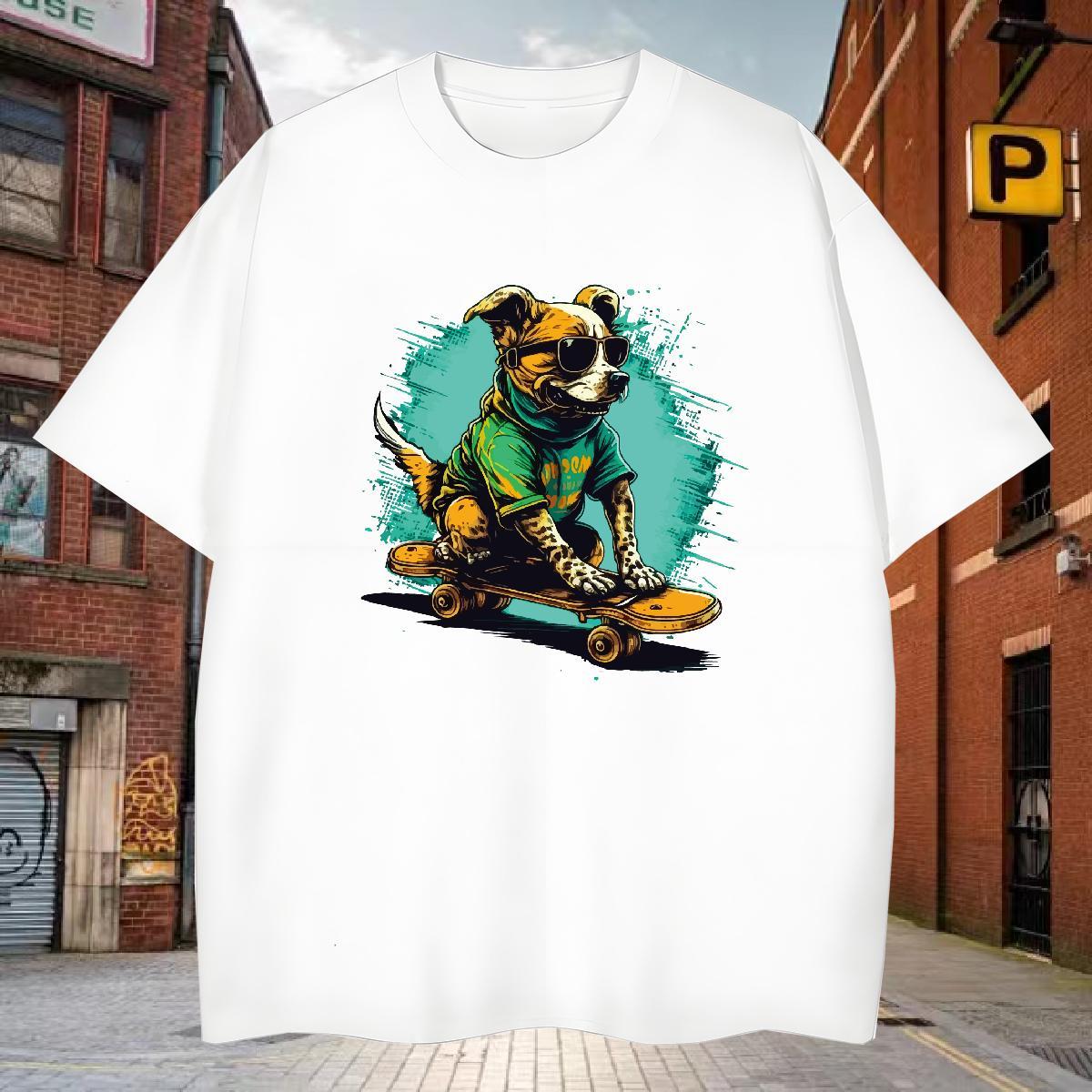 T Shirt For Man 230g 100% Cotton dog Hip Hop Pure Cotton Plus Size Custom Men Clothes T-Shirt Classic Casual Brand Tops Shirt