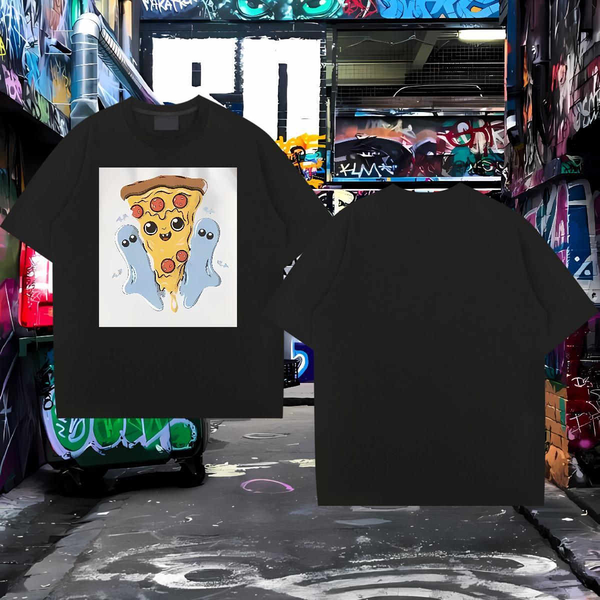 2024 Summer T-Shirts for Men 230g Cotton piazza Street Wear Tees Breathable Short Sleeve Cool Men Tees Anime Print