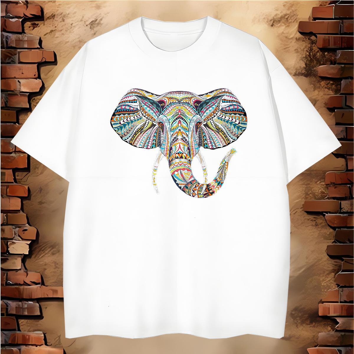 T-Shirts for Men 100% Cotton 230g Elephant Daily Outfit O-Neck Short Sleeve Custom Printed Men Tshirts Casual New Cool Wear