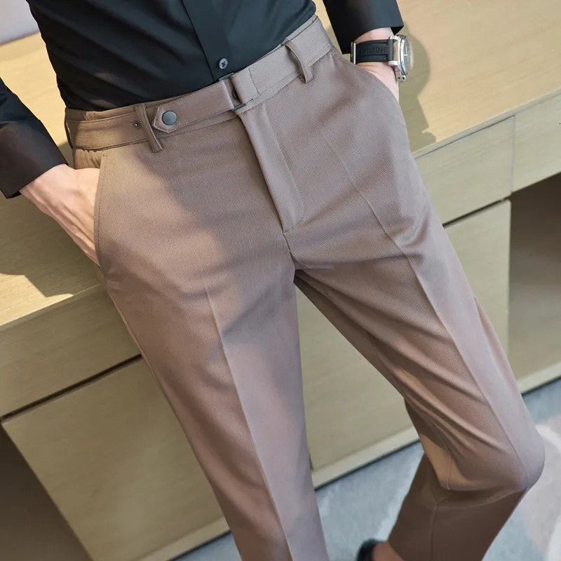 Clothing Men Spring High Quality Leisure Suit TrousersMale Slim Fit All Match Formal Wear Office Trousers Straight 240806