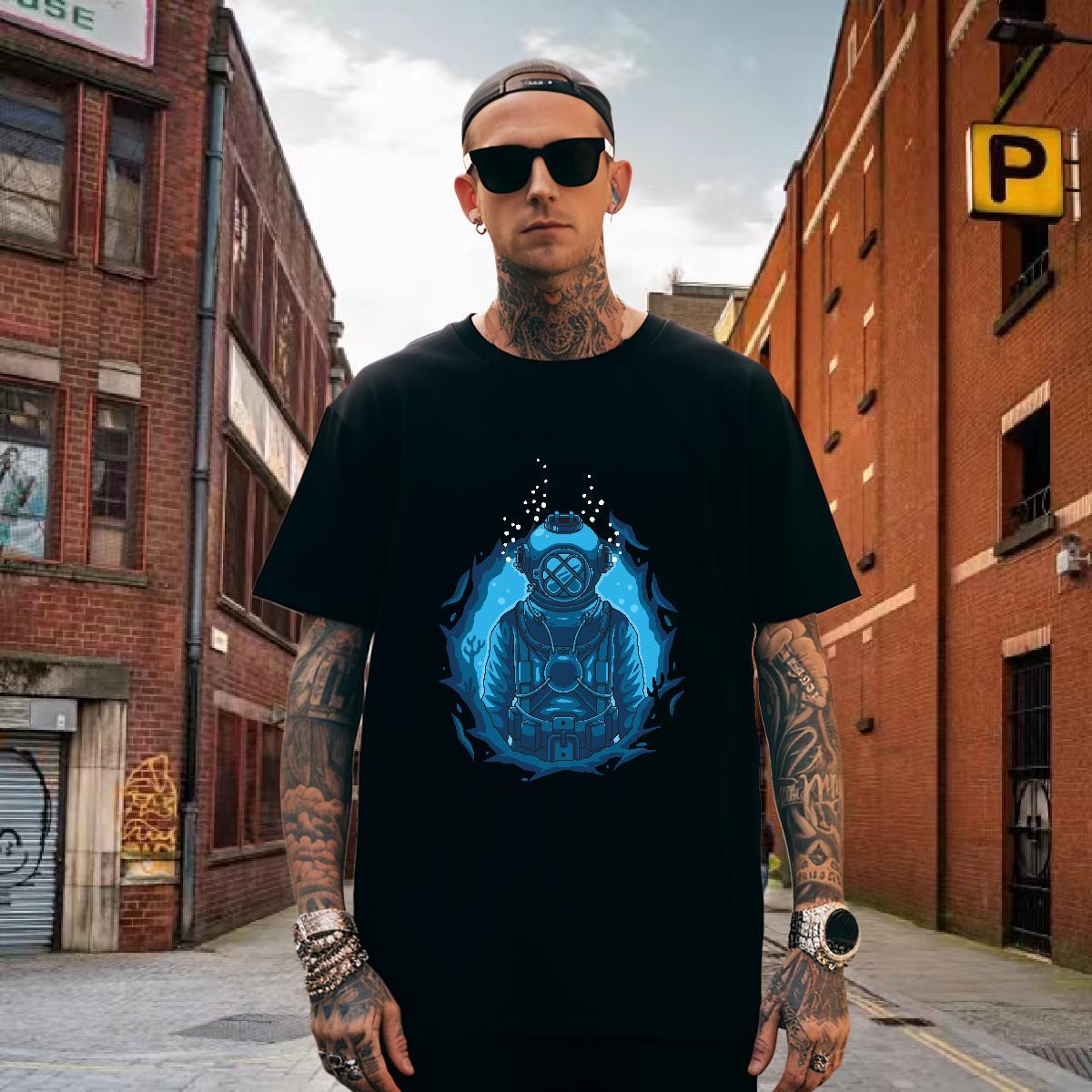 T Shirt For Man 230g Pure Cotton outer space Daily Wear Breathable Short Sleeve Anime Print Tshirt for Man Woman Brand Free Shipping Top Tees