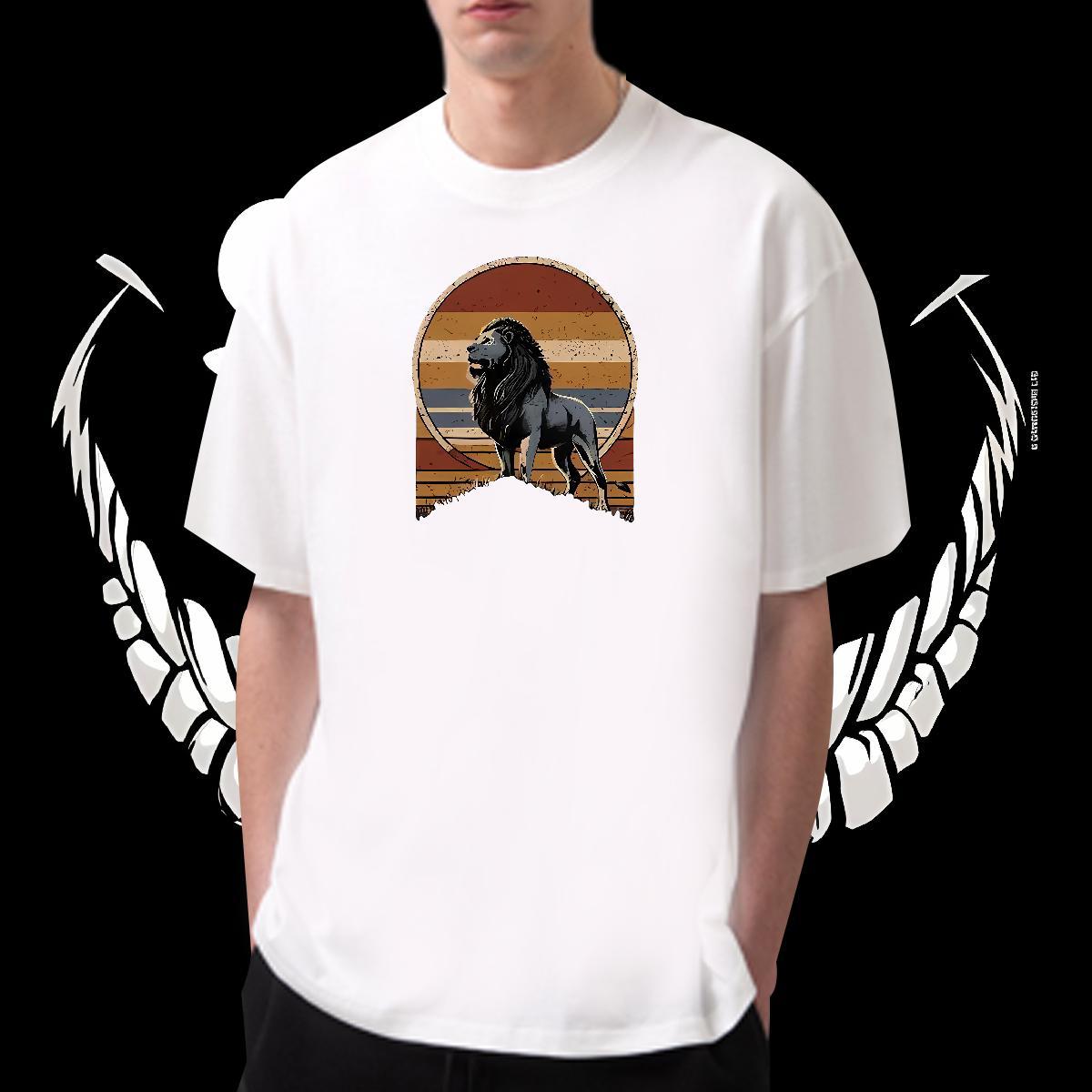 2024 DIY T shirt 230g Pure Cotton lion Summer Casual Polos Round Neck Short Sleeve Popular Tshirt for Man Woman Custom Print Plus Size