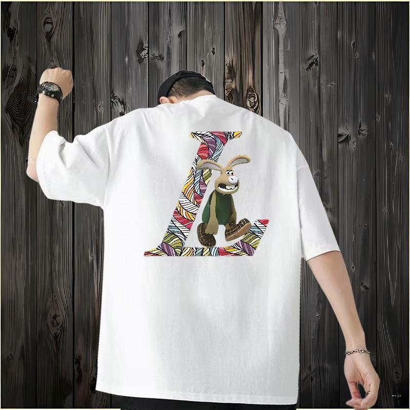 Customized T Shirts Men 230g Cotton rabbit Anime Printing Street Tops Shirt Breathable Free Shipping Men Tshirts Floral Print