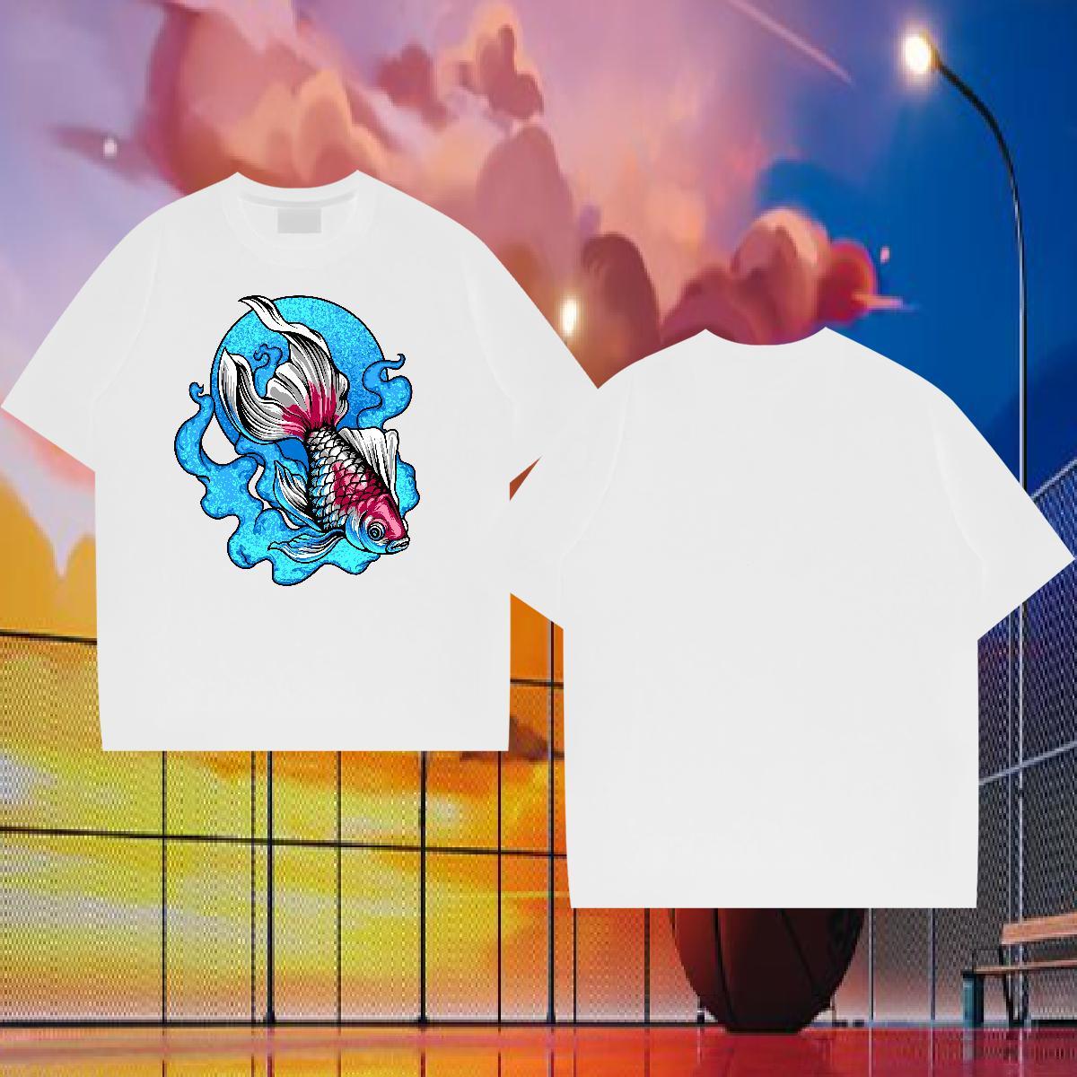 Custom T-Shirts for Men 100% Cotton 230g Street Casual Clothes Breathable Crew Neck TOP Quality Men Tees Floral Print