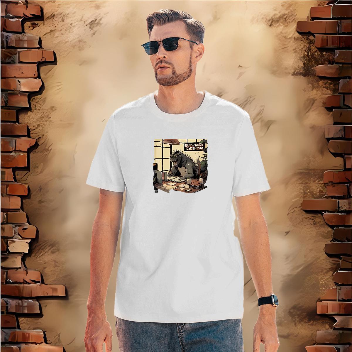 Men T Shirts 230g Pure Cotton dinosaur Street Casual Short Sleeve O-Neck Cartoon Print Men Tops Tees New Arrival Soft Wear