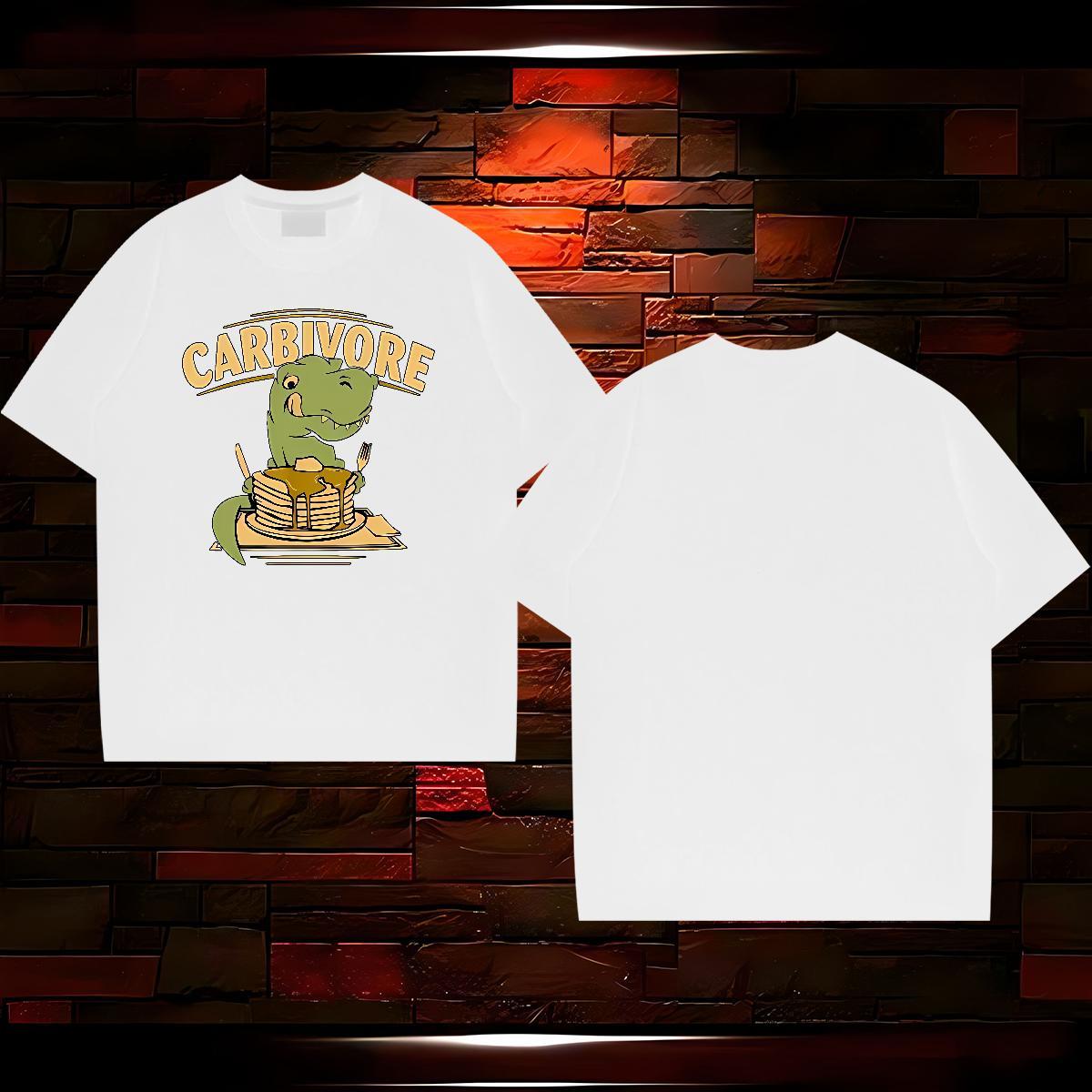 2024 DIY T shirt 230g 100% Cotton dinosaur Daily Wear Tee Shirt Breathable Short Sleeve Loose Mens Tshirts Black White