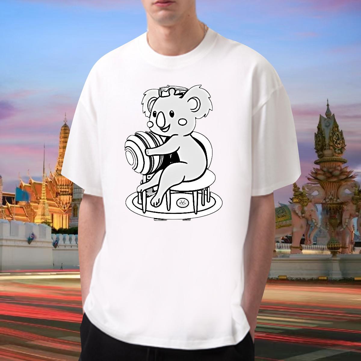 Men T Shirts 230g Pure Cotton bear Street wear Hip Hop O-Neck Short Sleeve DIY Printed Tshirts 2024 Free Shipping Tees