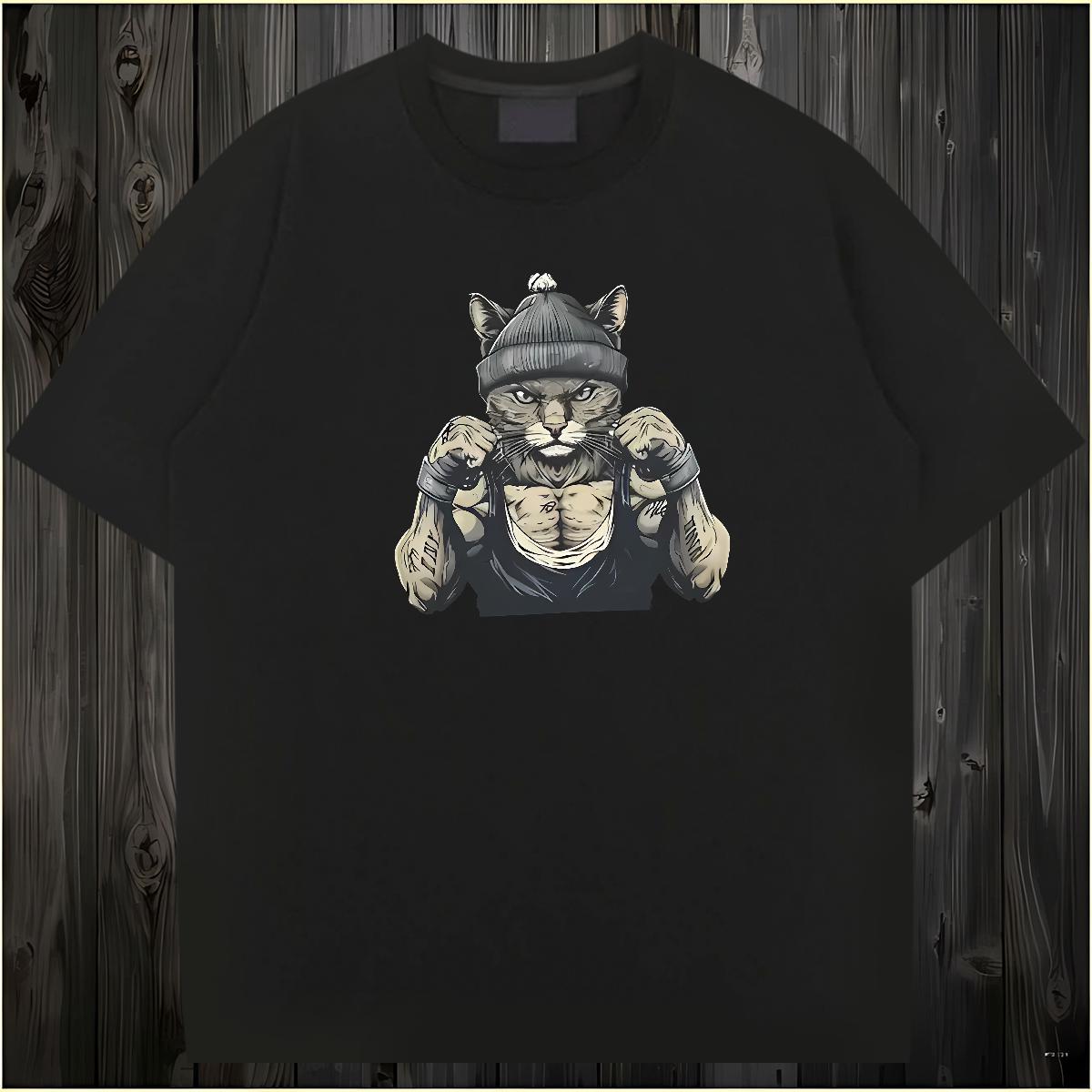 Man T Shirts 230g 100% Cotton angry Street O Neck Short Sleeves Cartoon Print Men Tees DIY Cool Tshirts