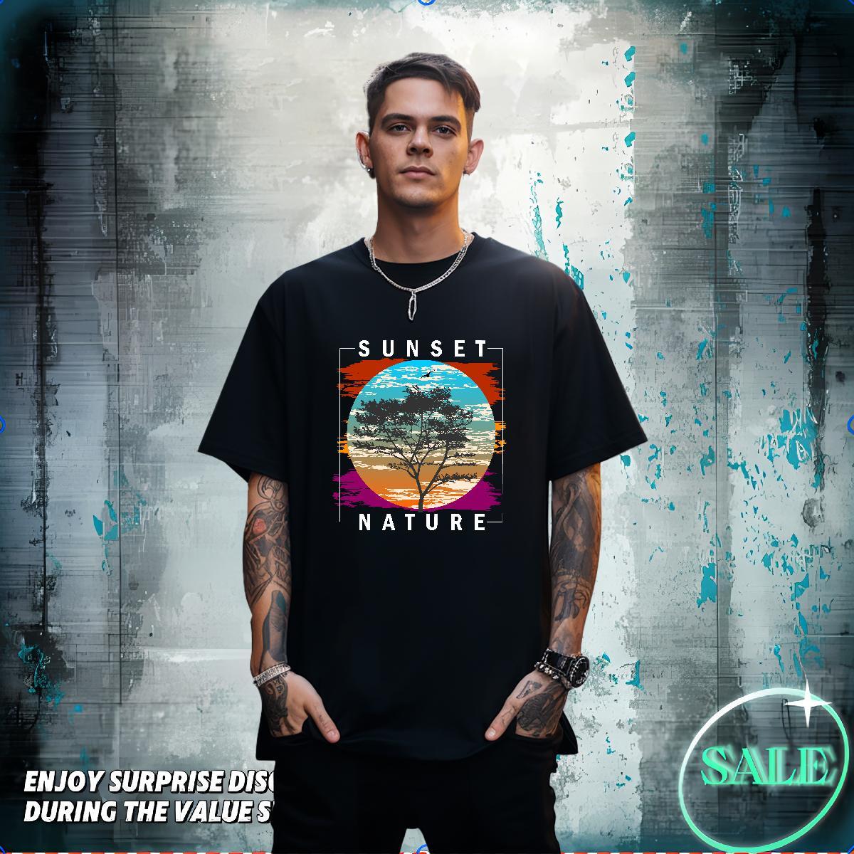 T Shirt For Man 230g Pure Cotton tree Sport Breathable Short Sleeve Custom Print Plus Size Men Tees DIY Cool Wear