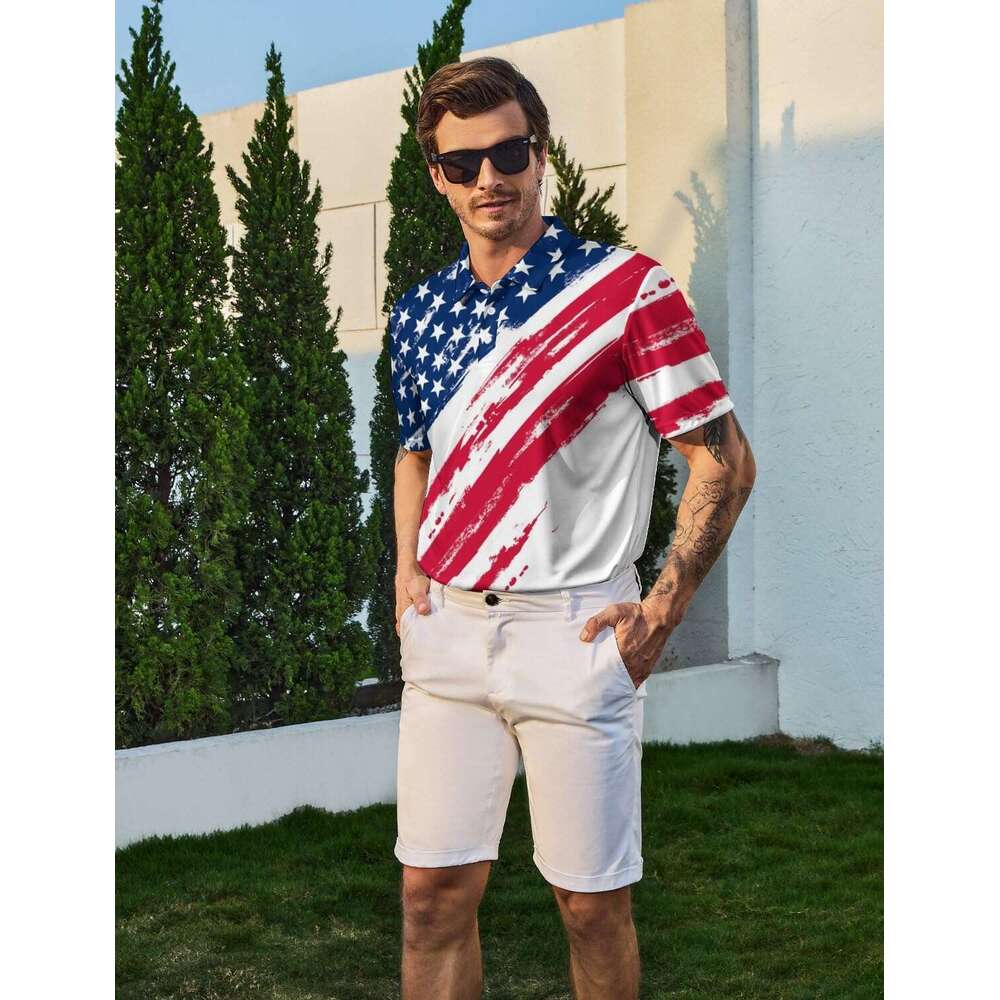 Fashion Mens Polo shirt Golf Shirts for Men Funny Short Sleeve Performance Moisture Wicking Quick Dry Mens HawaiianCasual tops summer clothes Short sl