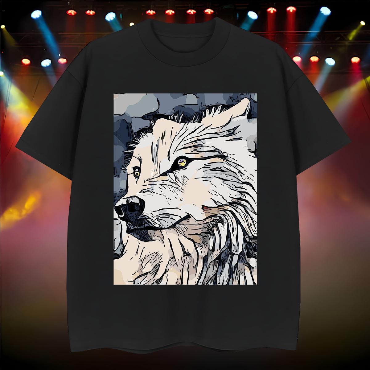 Man T Shirts 230g 100% Cotton wolf Beach Pure Cotton DIY Men Tops Tees New Free Shipping Clothings