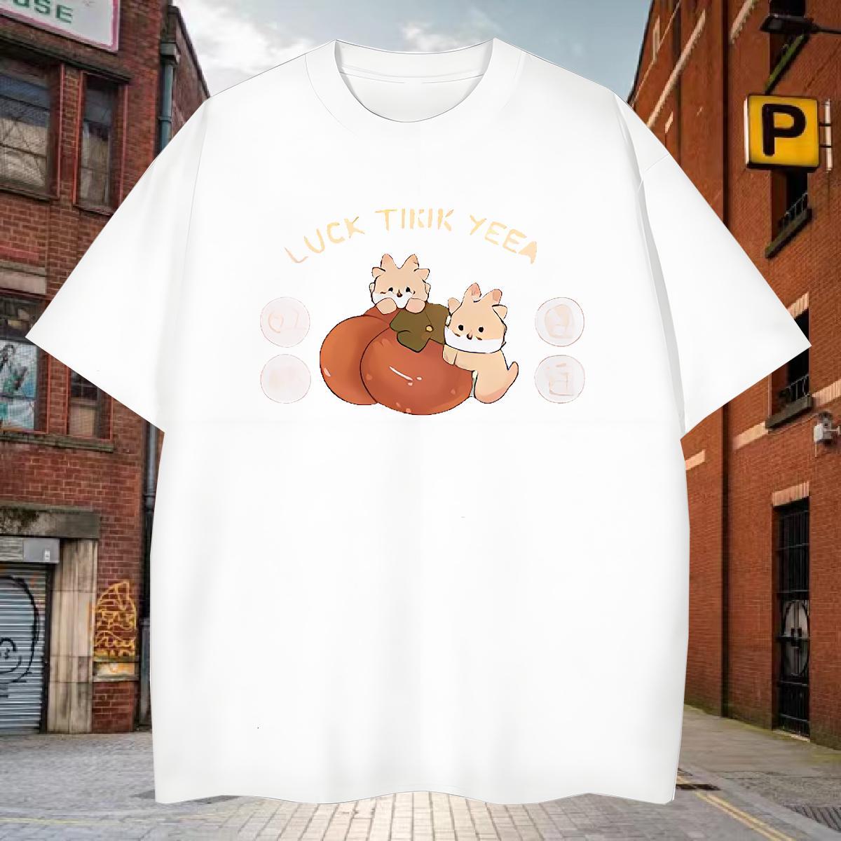 Classic Men Tops Tees 230g Pure Cotton squirrel T-Shirts Home Outdoor Breathable Short Sleeve Black White Casual New Tops Shirt