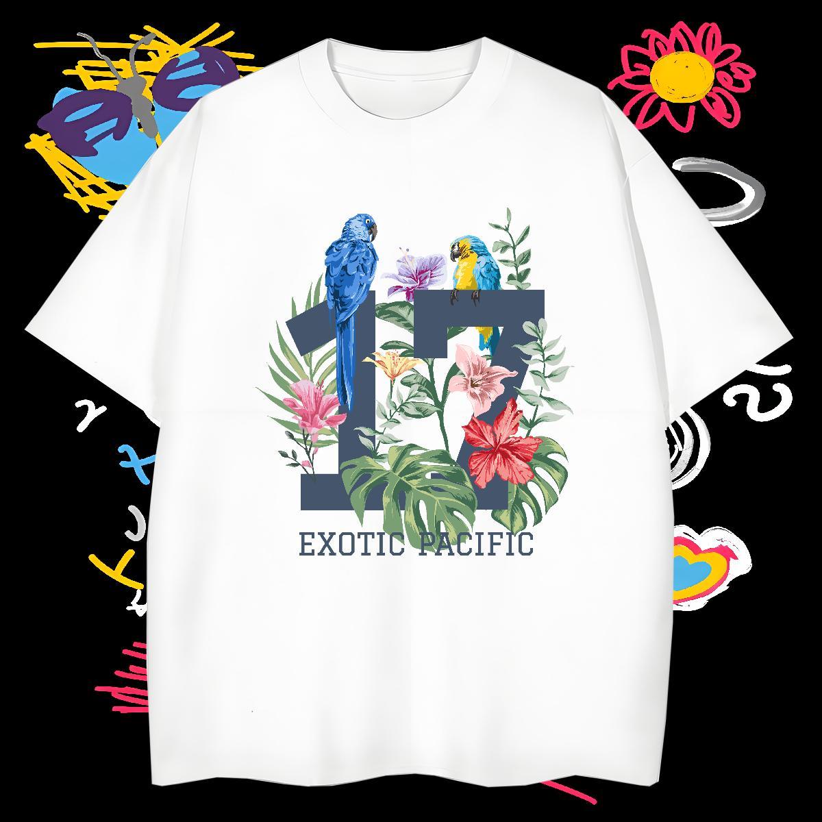 DIY T shirt 100% Cotton 230g bird Daily Outfit Tshirts O-Neck Short Sleeve Wholesale Men Tshirts Black White