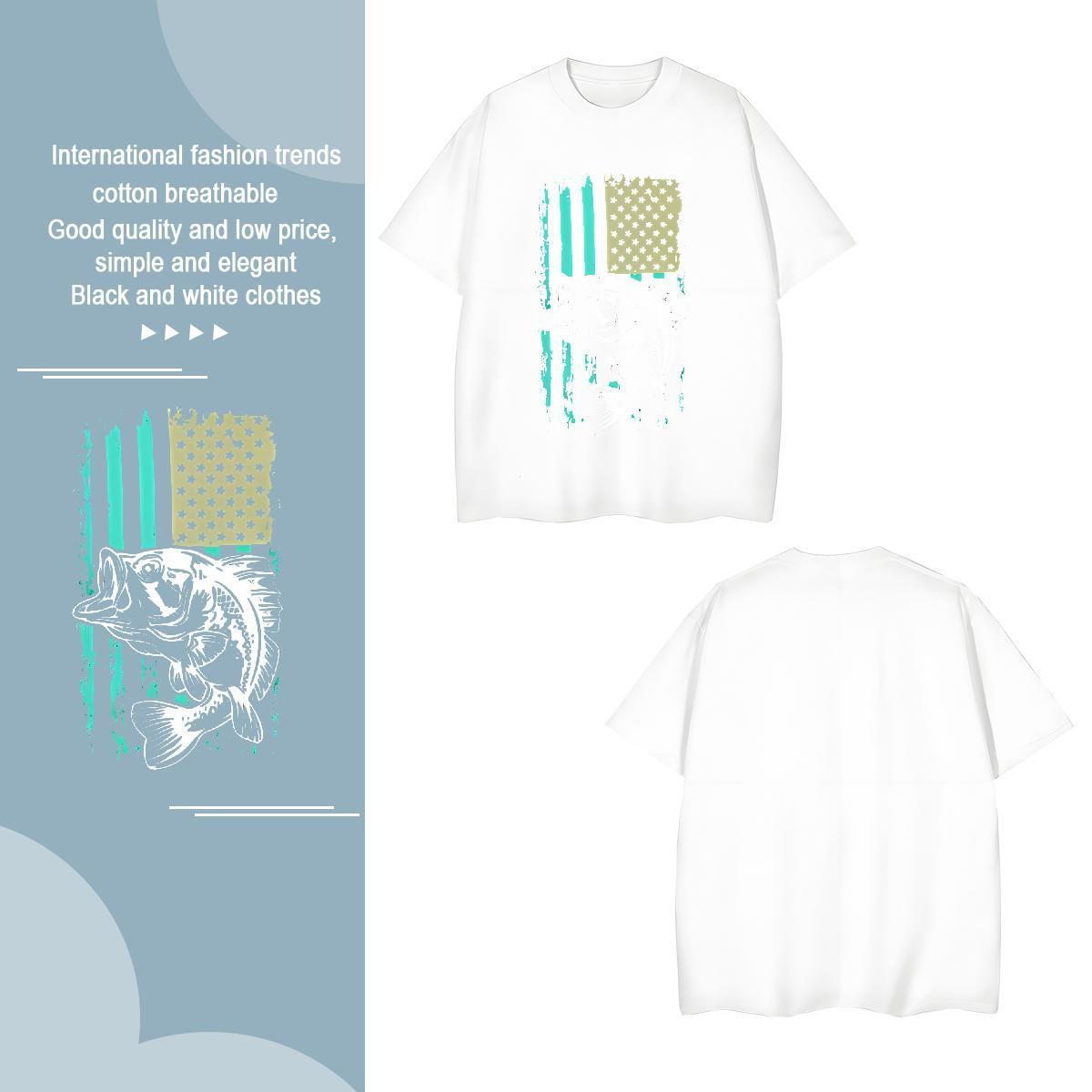 T Shirts Men 230g Cotton fish Daily Outfit Breathable Short Sleeve DIY Anime Mens Tshirts Factory Direct Classic Clothes