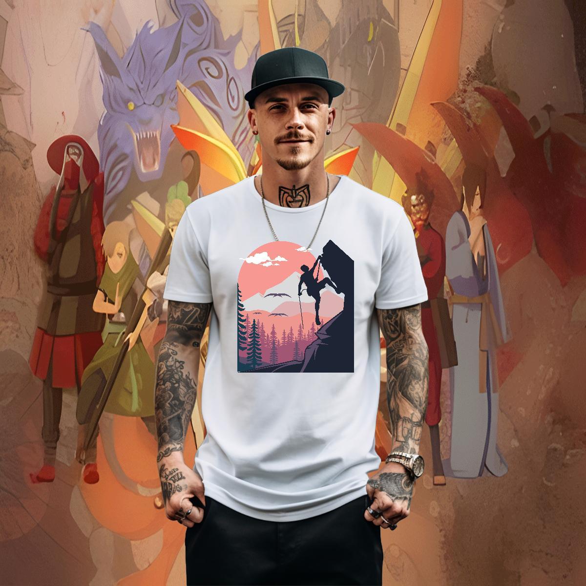 Classic Tshirts 100% Cotton 230g Summer Casual mountains DIY Printed O Neck Short Sleeves Designer Fashion T Shirt For Man Tops Tees