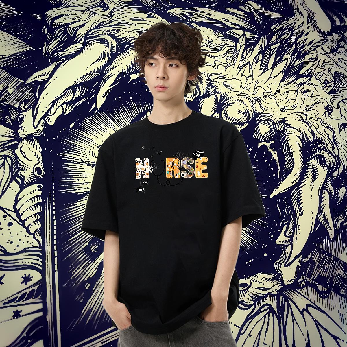 DIY Mens T Shirts 100% Cotton 230g halloween Outdoor Tees Shirts Pure Cotton TOP Quality Couples T Shirts Custom Big Size