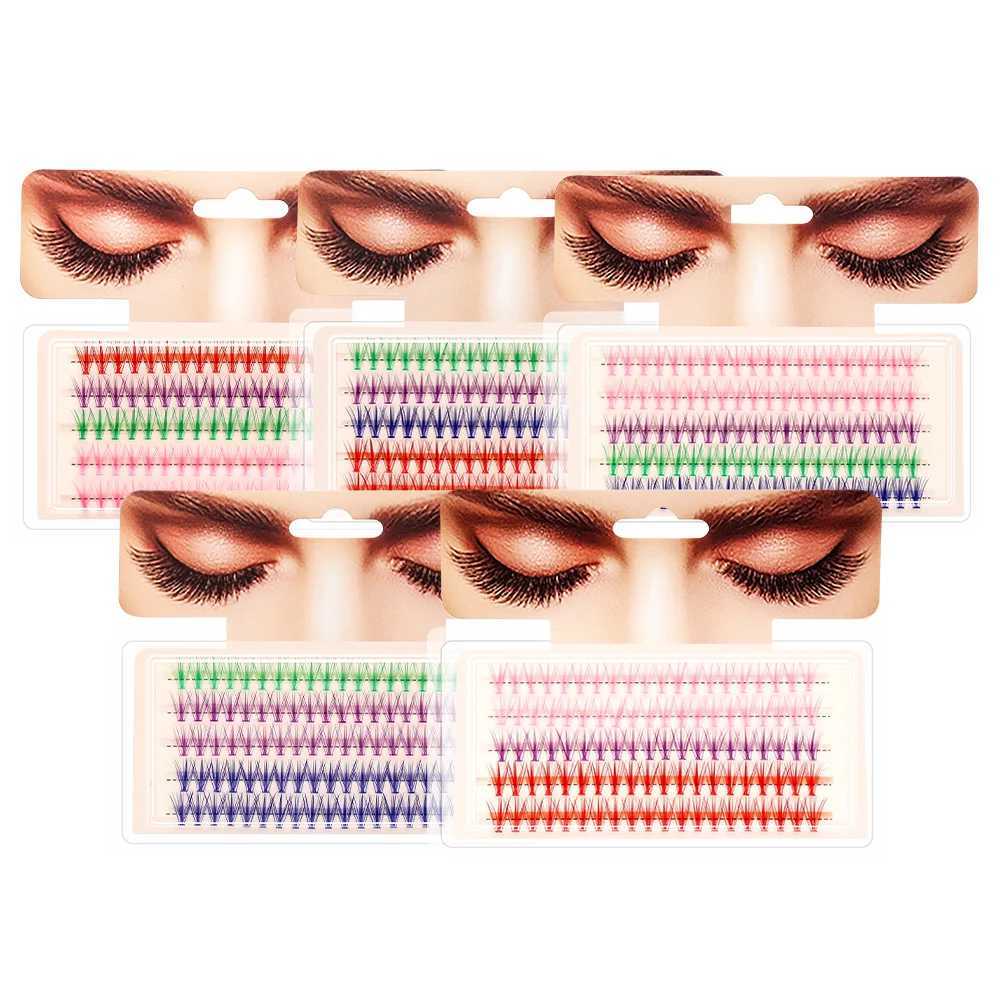 JMER Blue Purple Mixed Color Lash Clusters Lash Extension Natural Soft Volume Effect Artificial Rabbit Personal Makeup Cilias W240803