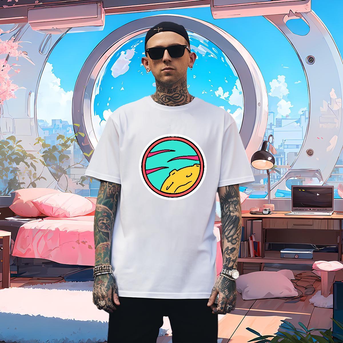 T-Shirts 230g 100% Cotton planet Beach Breathable Crew Neck Custom Print Plus Size Mens Tshirts Wholesale Loose Fit Tops