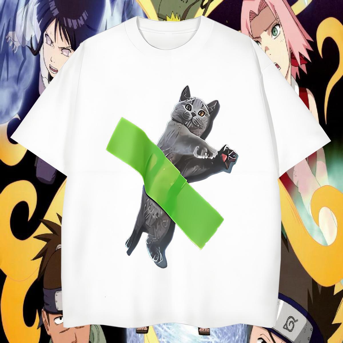 Fashion Designer Men T Shirts 230g 100% Cotton cat Street Wear Tops Tees O Neck Short Sleeves Wholesale Men Tees DIY