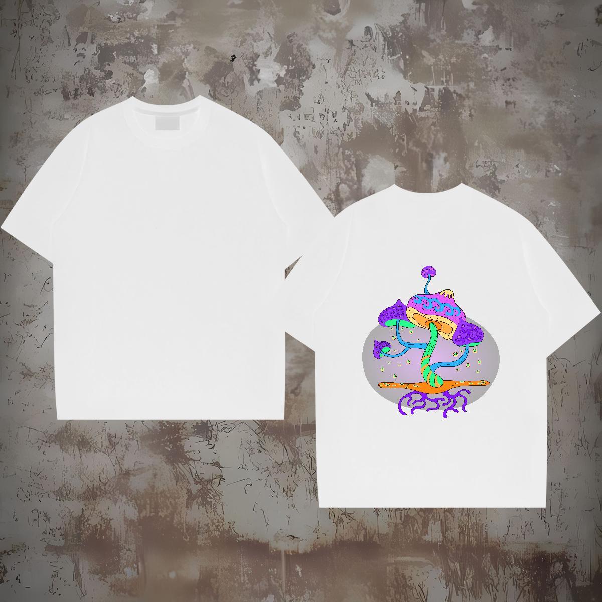 Designer T Shirt For Man 100% Cotton 230g mushroom Daily Outfit Tee Shirt Breathable Crew Neck Unisex Mens Tshirts Floral Print