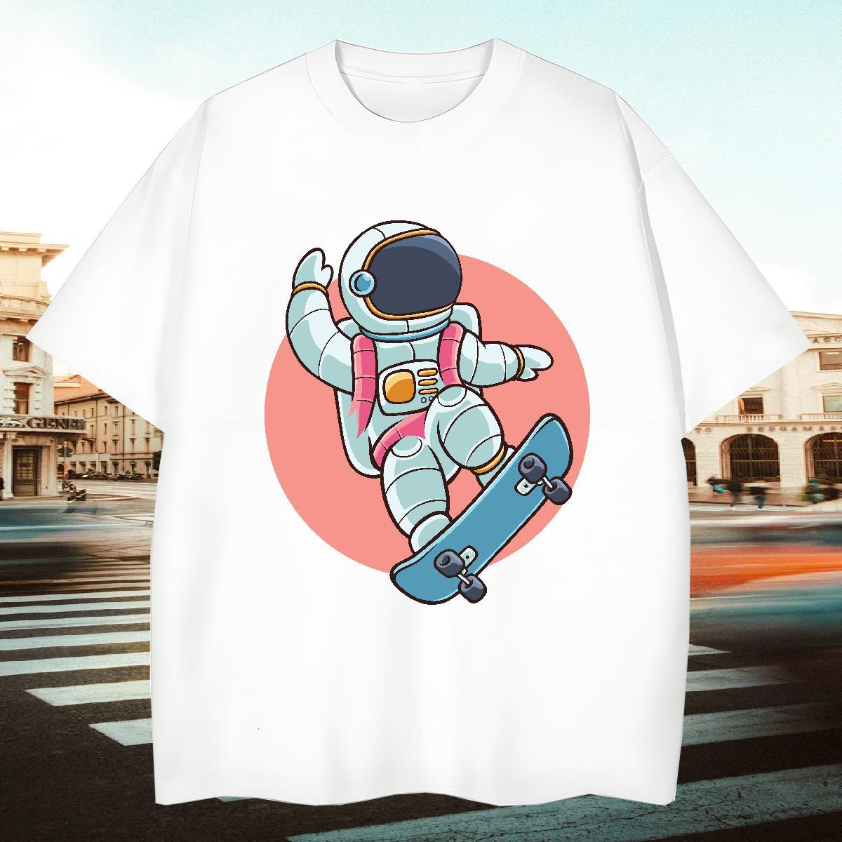 Cool Men Tshirts 230g Cotton Home Outdoor spaceman Custom Print Plus Size O Neck Short Sleeves 2024 New T Shirt For Man Tops Shirt