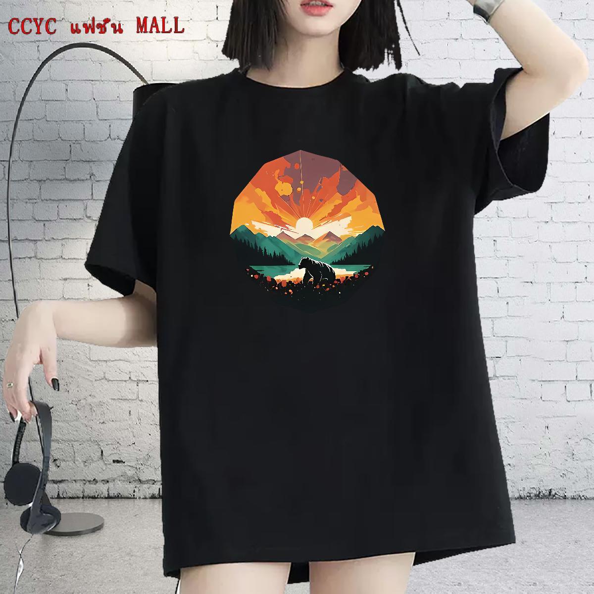 Free Shipping Women T Shirts Crew Neck Breathable Lady T shirt Graphic bear Beach 100% Cotton 230g Stylist Tops Tees